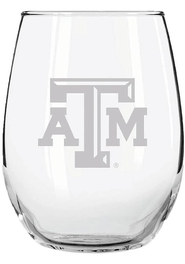 Texas A&M Aggies 15 oz. Etched Stemless Wine Glass - White