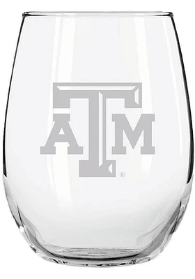 Texas A&M Aggies 15 oz. Etched Stemless Wine Glass - White