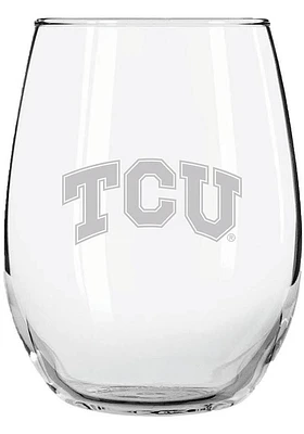 TCU Horned Frogs 15 oz. Etched Stemless Wine Glass