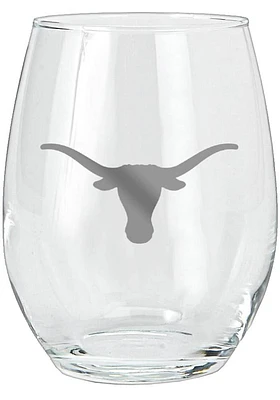 Texas Longhorns 15 oz. Etched Stemless Wine Glass - White