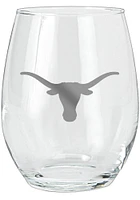 Texas Longhorns 15 oz. Etched Stemless Wine Glass - White