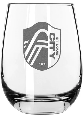St Louis City SC 15 oz. Etched Stemless Wine Glass - White