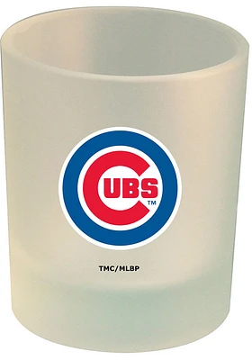 Chicago Cubs frosted Rock Glass - White