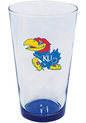 Kansas Jayhawks team color on bottom of glass Pint Glass - Blue