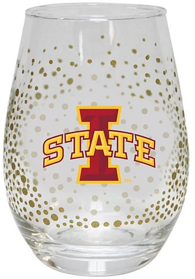 Iowa State Cyclones glitter design Stemless Wine Glass - Red