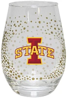 Iowa State Cyclones glitter design Stemless Wine Glass - Red