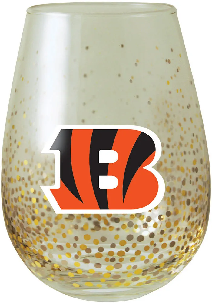 Cincinnati Bengals glitter design Stemless Wine Glass