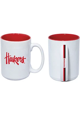 Nebraska Cornhuskers striped handle Ceramic Mug - White