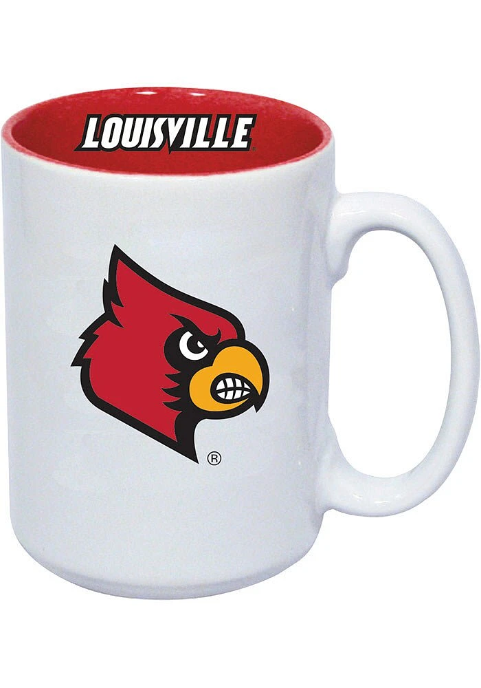 Louisville Cardinals striped handle Ceramic Mug - White