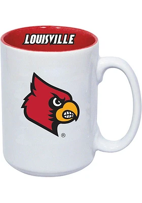 Louisville Cardinals striped handle Ceramic Mug - White