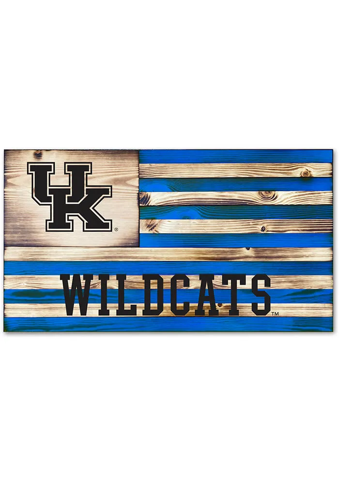 Jardine Associates Kentucky Wildcats Wood Etched Flag Sign