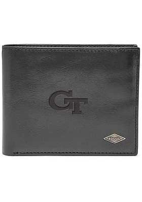 GA Tech Yellow Jackets Leather FlipID Mens Bifold Wallet
