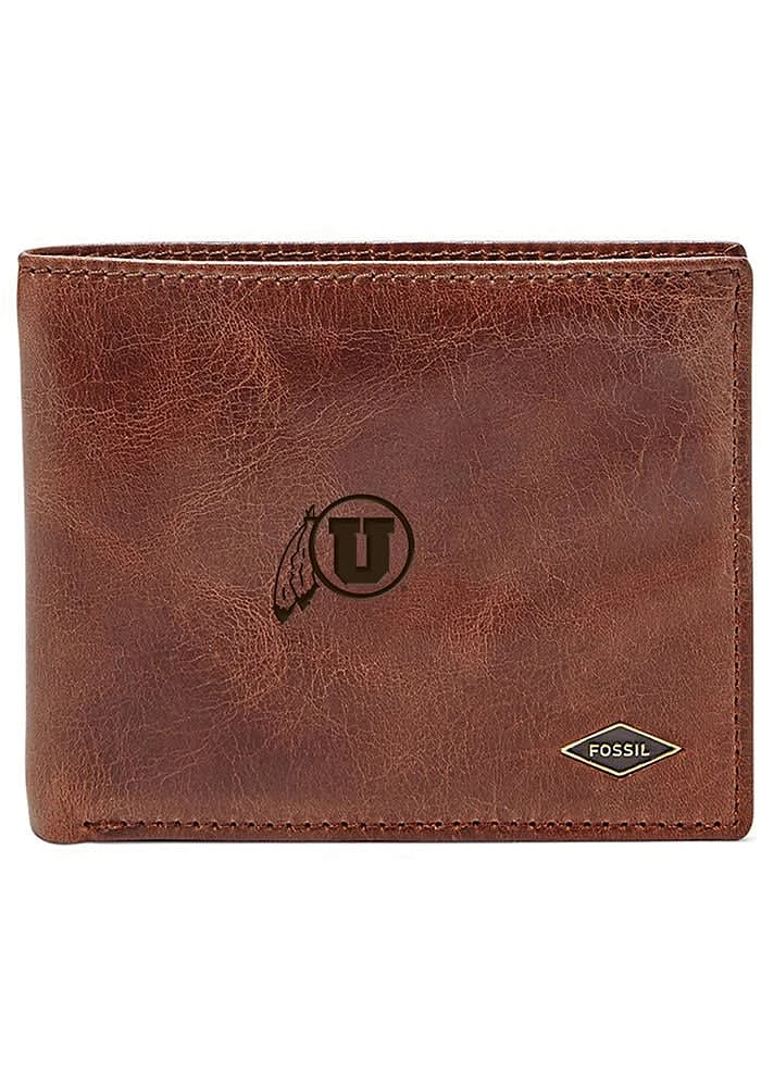 Utah Utes Leather FlipID Mens Bifold Wallet