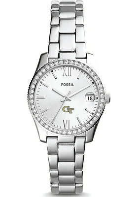 Fossil GA Tech Yellow Jackets Scarlette Mini Stainless Steel Womens Watch