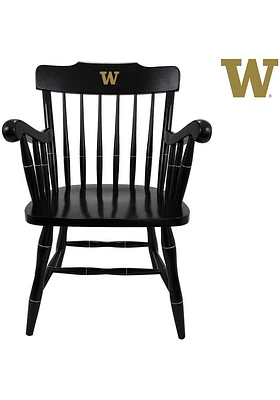 Washington Huskies Office Captain Gold Logo Design Desk Chair - Black