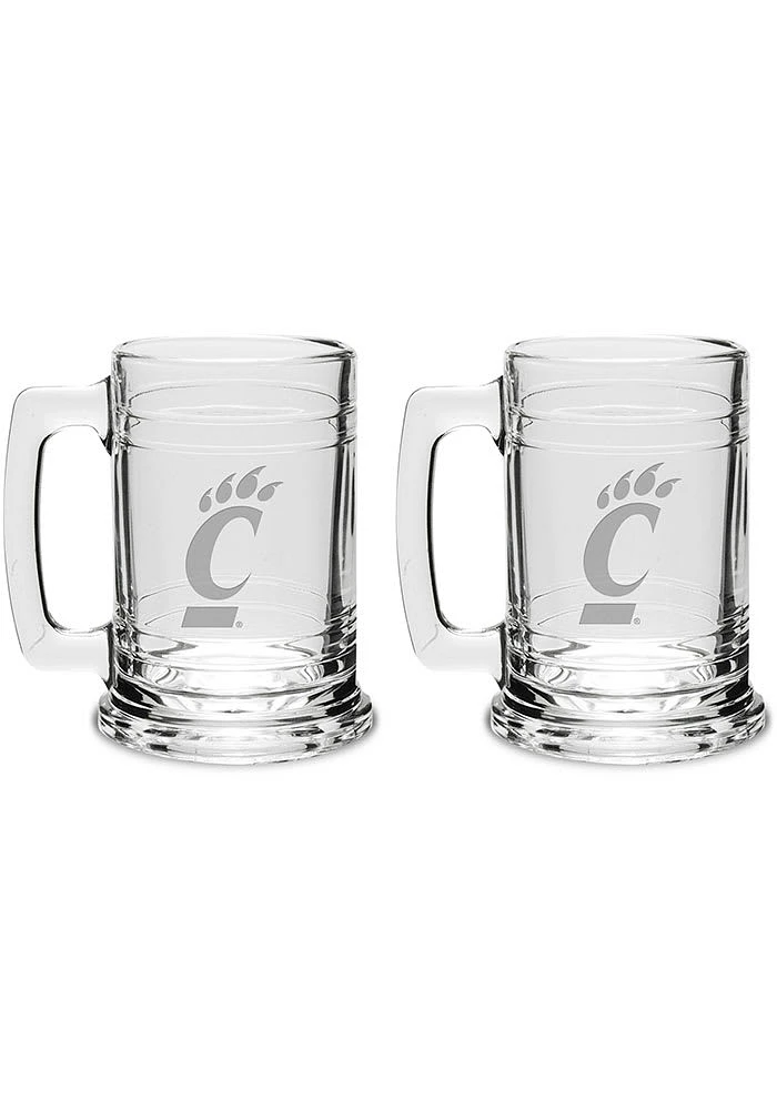 Cincinnati Bearcats Hand Etched Crystal Set of 2 15oz Colonial Tankard Stein