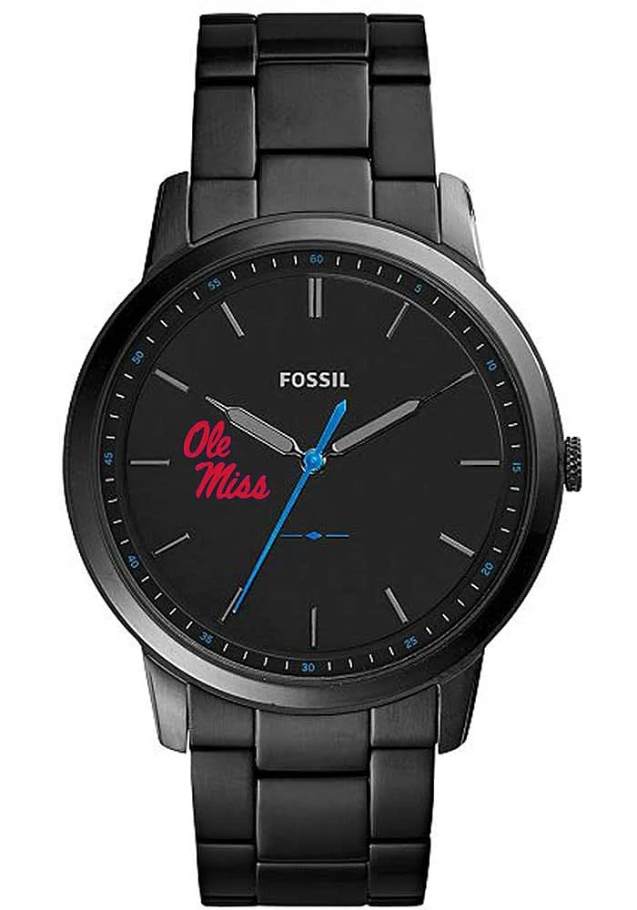Fossil Ole Miss Rebels Minimalist Slim Stainless Steel Mens Watch