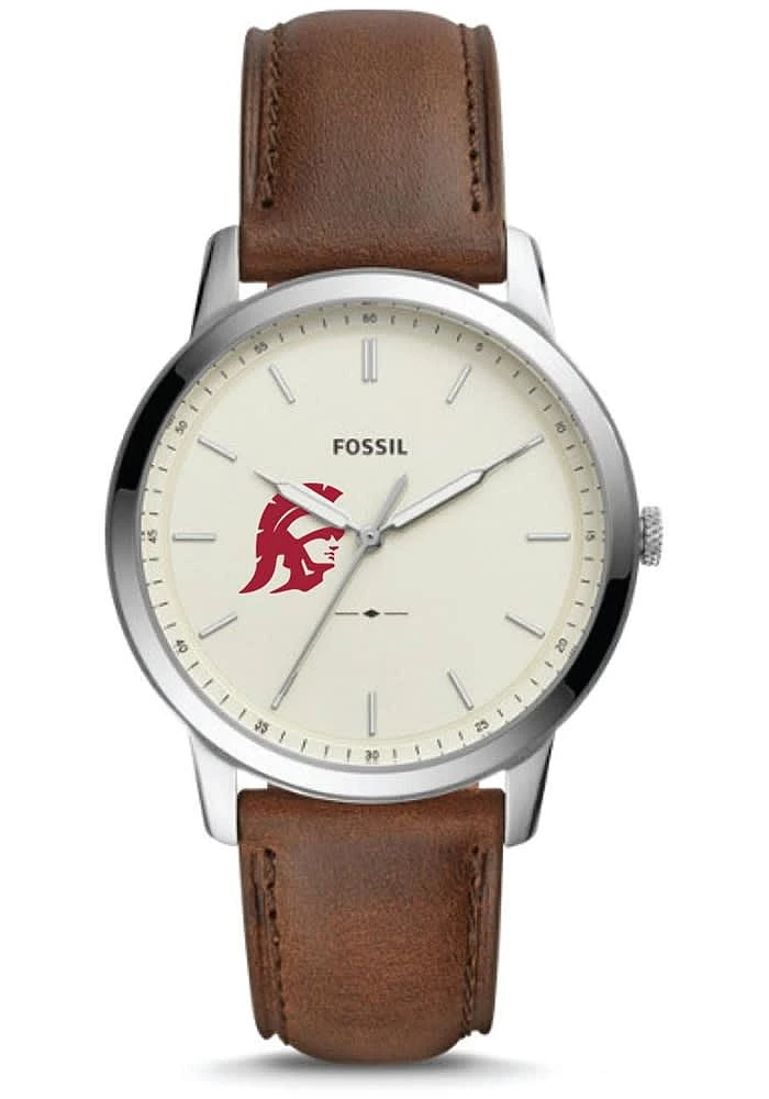 Fossil USC Trojans Minimalist Leather Mens Watch