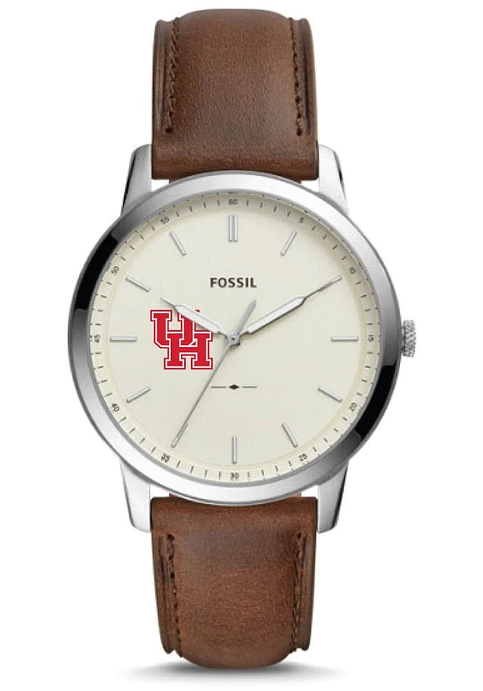 Fossil Houston Cougars Minimalist Leather Mens Watch