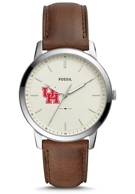 Fossil Houston Cougars Minimalist Leather Mens Watch