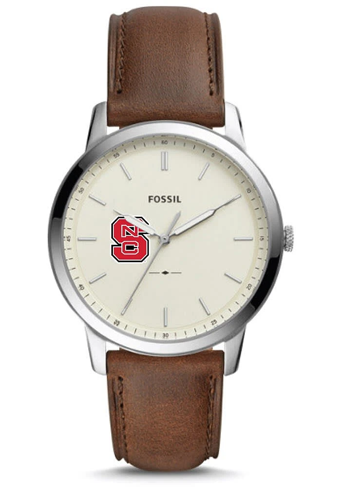 Fossil NC State Wolfpack Minimalist Leather Mens Watch