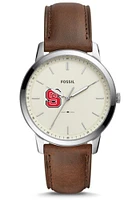 Fossil NC State Wolfpack Minimalist Leather Mens Watch