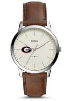 Fossil Georgia Bulldogs Minimalist Leather Mens Watch