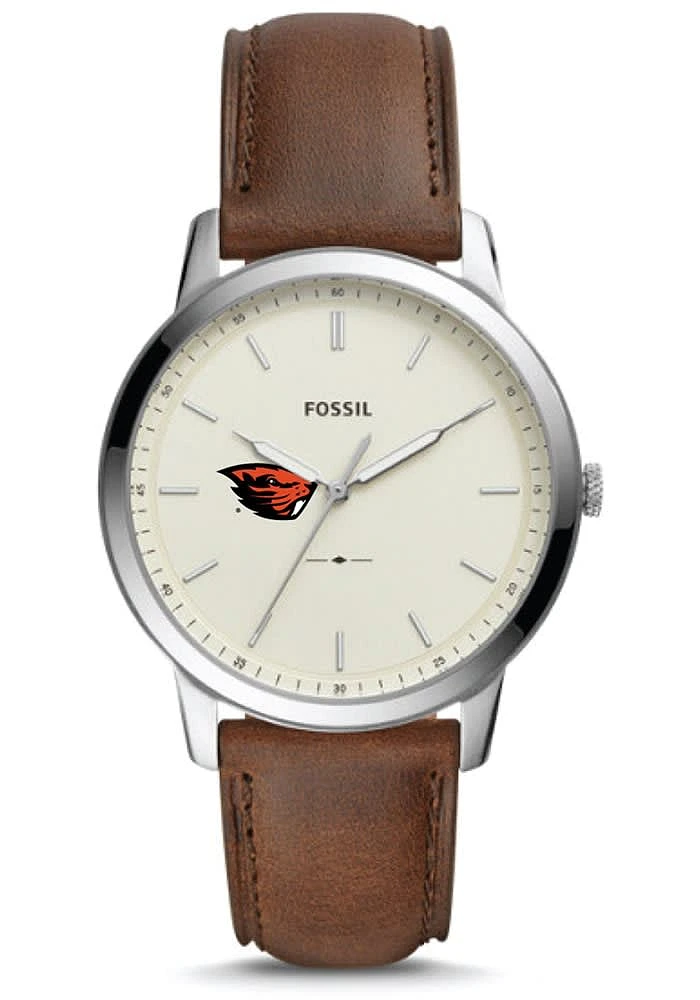 Fossil Oregon State Beavers Minimalist Leather Mens Watch