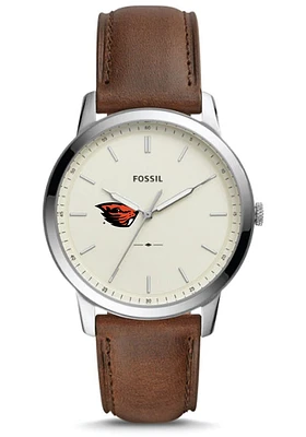 Fossil Oregon State Beavers Minimalist Leather Mens Watch