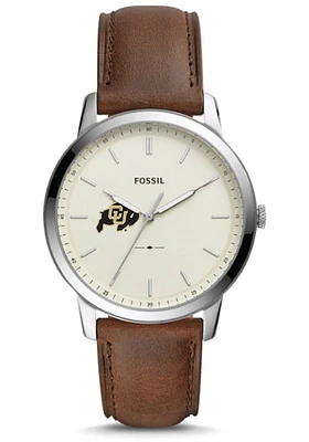 Fossil Colorado Buffaloes Minimalist Leather Mens Watch