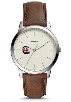 Fossil South Carolina Gamecocks Minimalist Leather Mens Watch