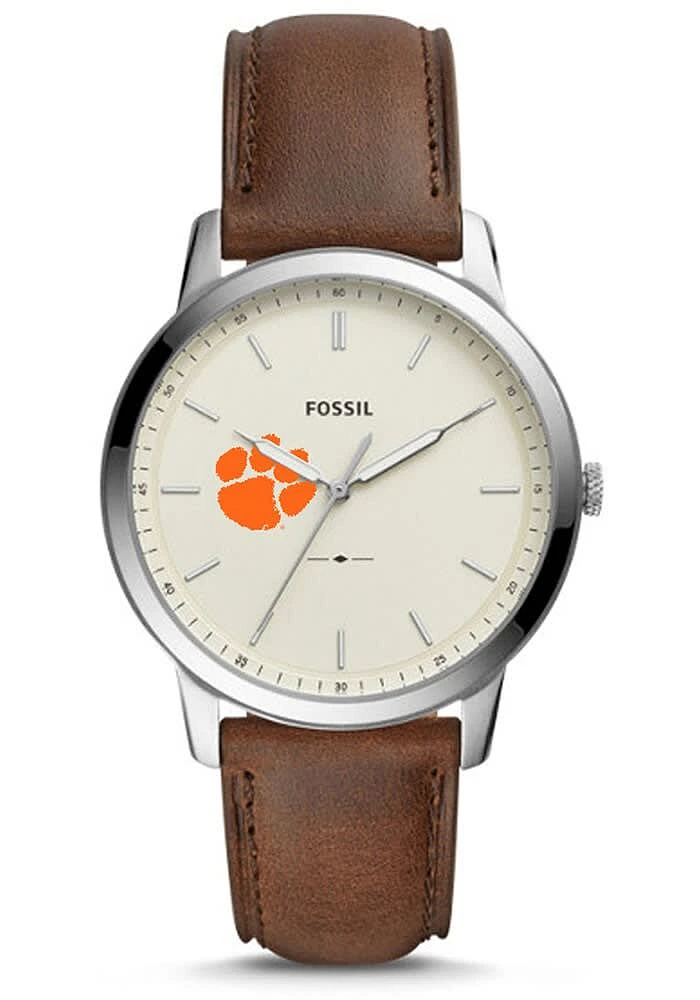 Fossil Clemson Tigers Minimalist Leather Mens Watch