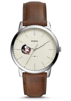 Fossil Florida State Seminoles Minimalist Leather Mens Watch