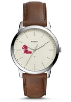 Fossil Ole Miss Rebels Minimalist Leather Mens Watch