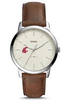 Fossil Washington State Cougars Minimalist Leather Mens Watch