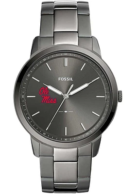Fossil Ole Miss Rebels Minimalist Stainless Steel Mens Watch