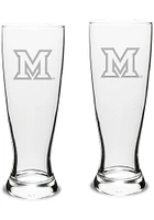 Miami RedHawks Hand Etched Crystal Set of 2 23oz Pilsner Glass