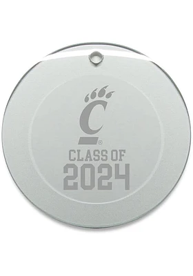 Cincinnati Bearcats Class of 2024 Hand Etched Crystal Circle Ornament