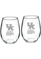 Kentucky Wildcats Class of 2024 Hand Etched Crystal 2 Piece Stemless Wine Glass