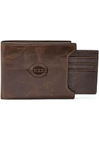 Cincinnati Reds Fossil Leather Sliding 2 in 1 Mens Bifold Wallet