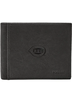 Cincinnati Reds Fossil Leather RFID with Flip ID Mens Bifold Wallet