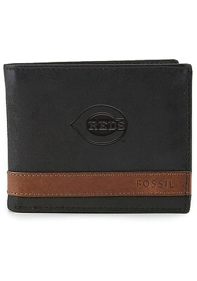 Cincinnati Reds Fossil Leather Flip ID Mens Bifold Wallet