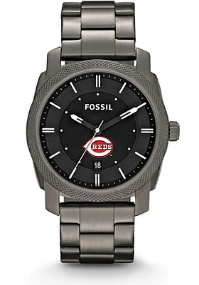 Jardine Associates Cincinnati Reds Fossil Machine Smoke Stainless Steel Mens Watch