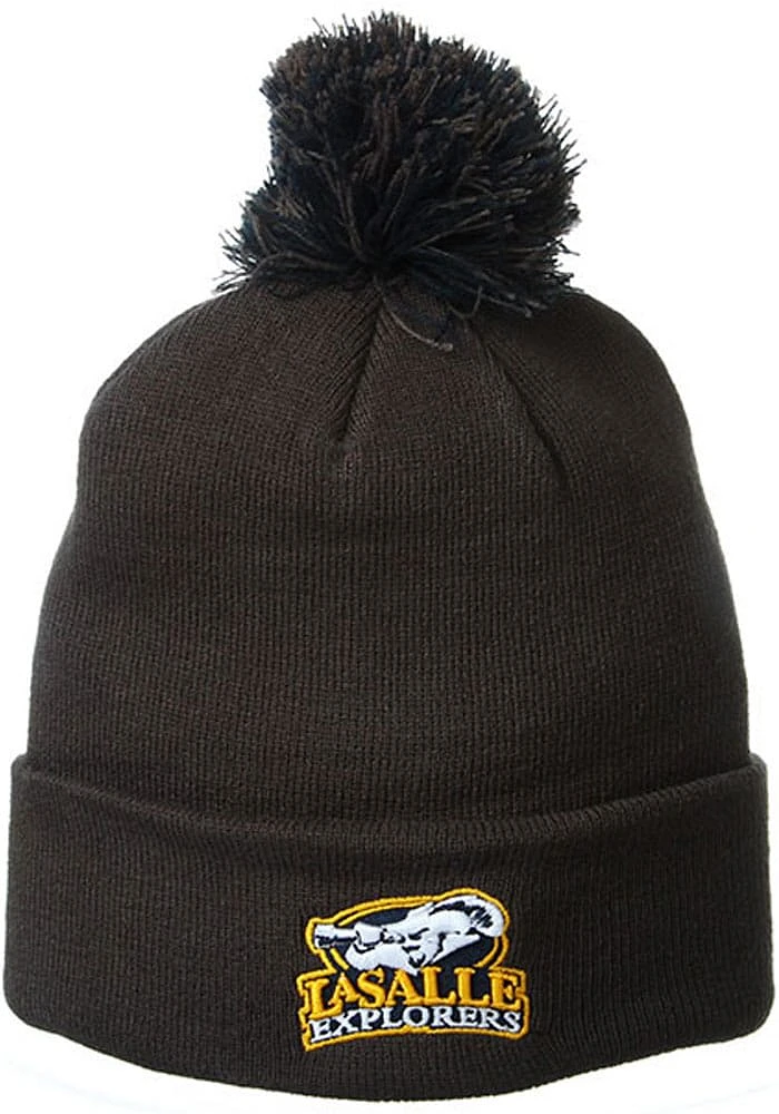 La Salle Explorers Charcoal Cuff Pom Mens Knit Hat