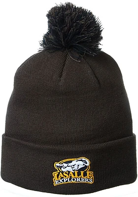 La Salle Explorers Charcoal Cuff Pom Mens Knit Hat