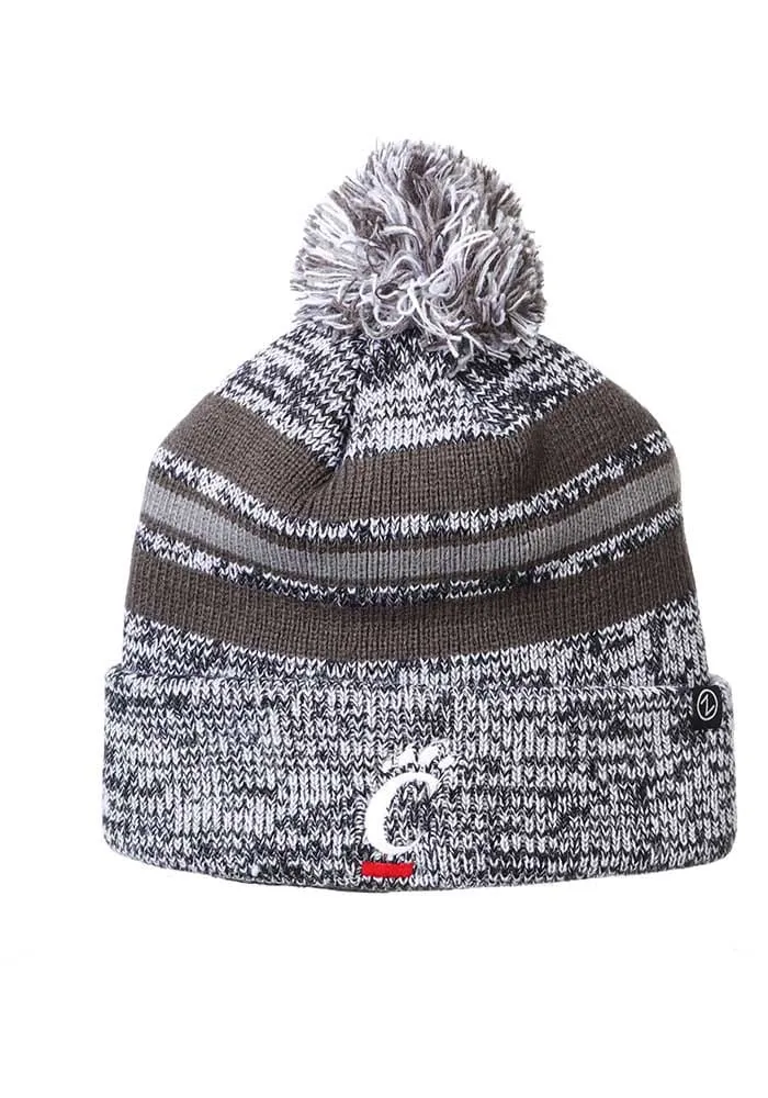 Cincinnati Bearcats Grey Titanium Cuff Pom Mens Knit Hat