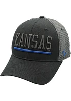 Kansas Jayhawks Upfront Black Adjustable Hat - Black