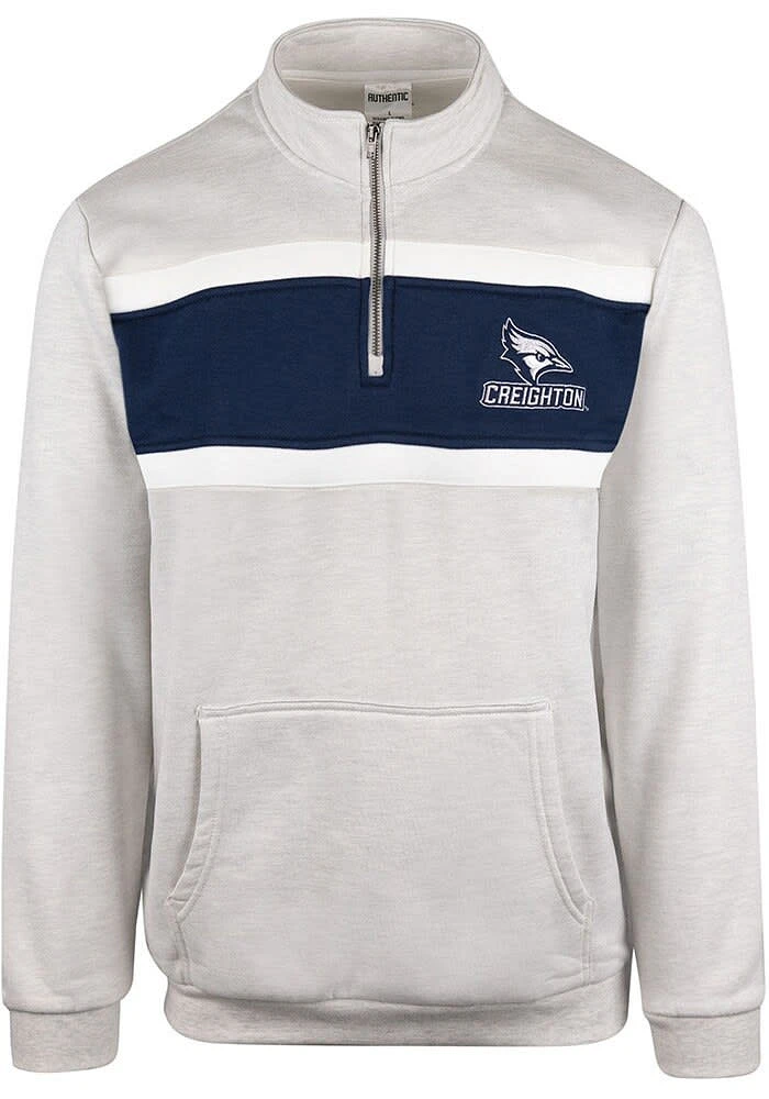 Creighton Bluejays Mens Grey Blaise Long Sleeve Qtr Zip Pullover