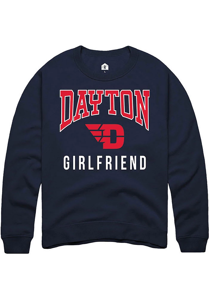 Rally Dayton Flyers Mens Navy Blue Girlfriend Long Sleeve Crew Sweatshirt