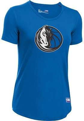 Under Armour Dallas Mavericks Womens Blue Primary Logo Short Sleeve T-Shirt